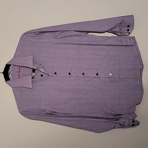 Robert Graham Purple Stripes Button Up Shirt Boys Sz 14-16